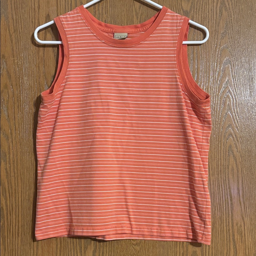 L.L. Bean Coral Striped Tank Top